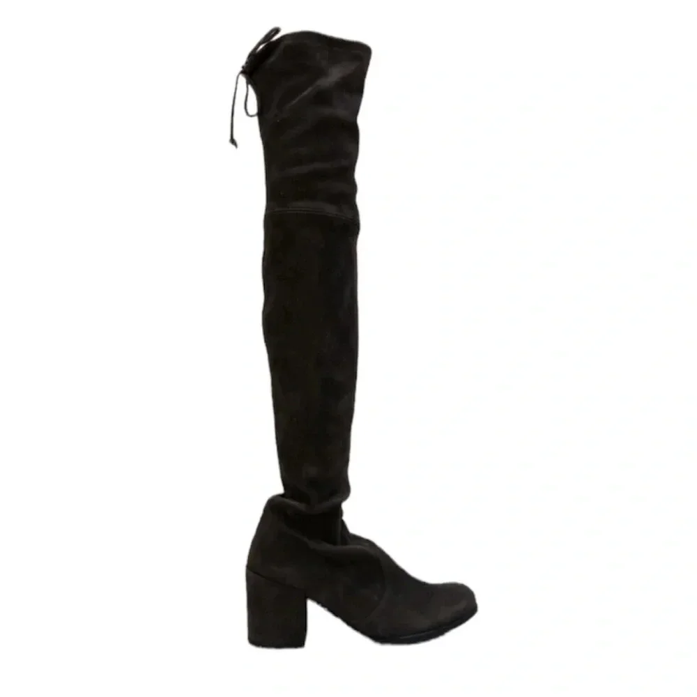 Stuart Weitzman Tieland Gray Suede Knee High Tall Designer Boots Women's 4.5